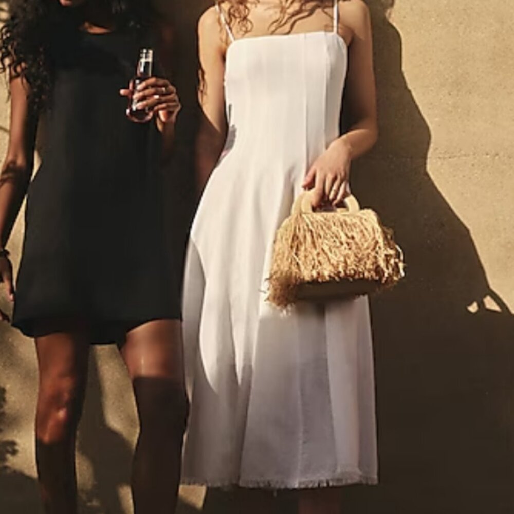 White J Crew Linen Flare Dress - NWT